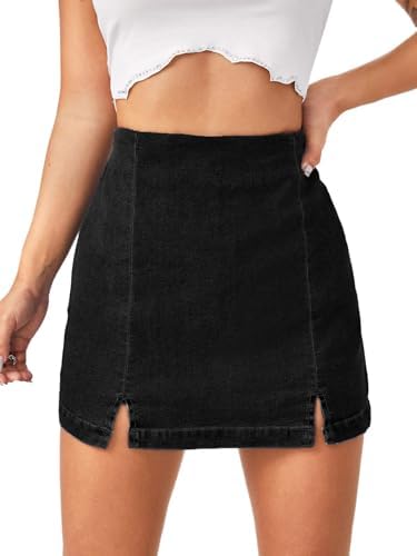 Casual Split Hem High Waist Denim Skorts Skirt Shorts
